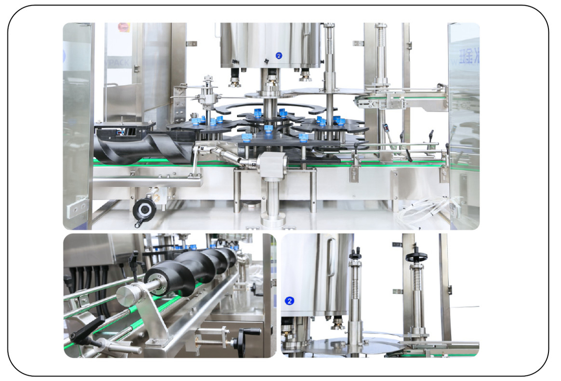 PLC-gesteuerte Rotations-automatische Schraubverschlussmaschine 8 Kopf 50ML-1000ML Max 9000 BPH